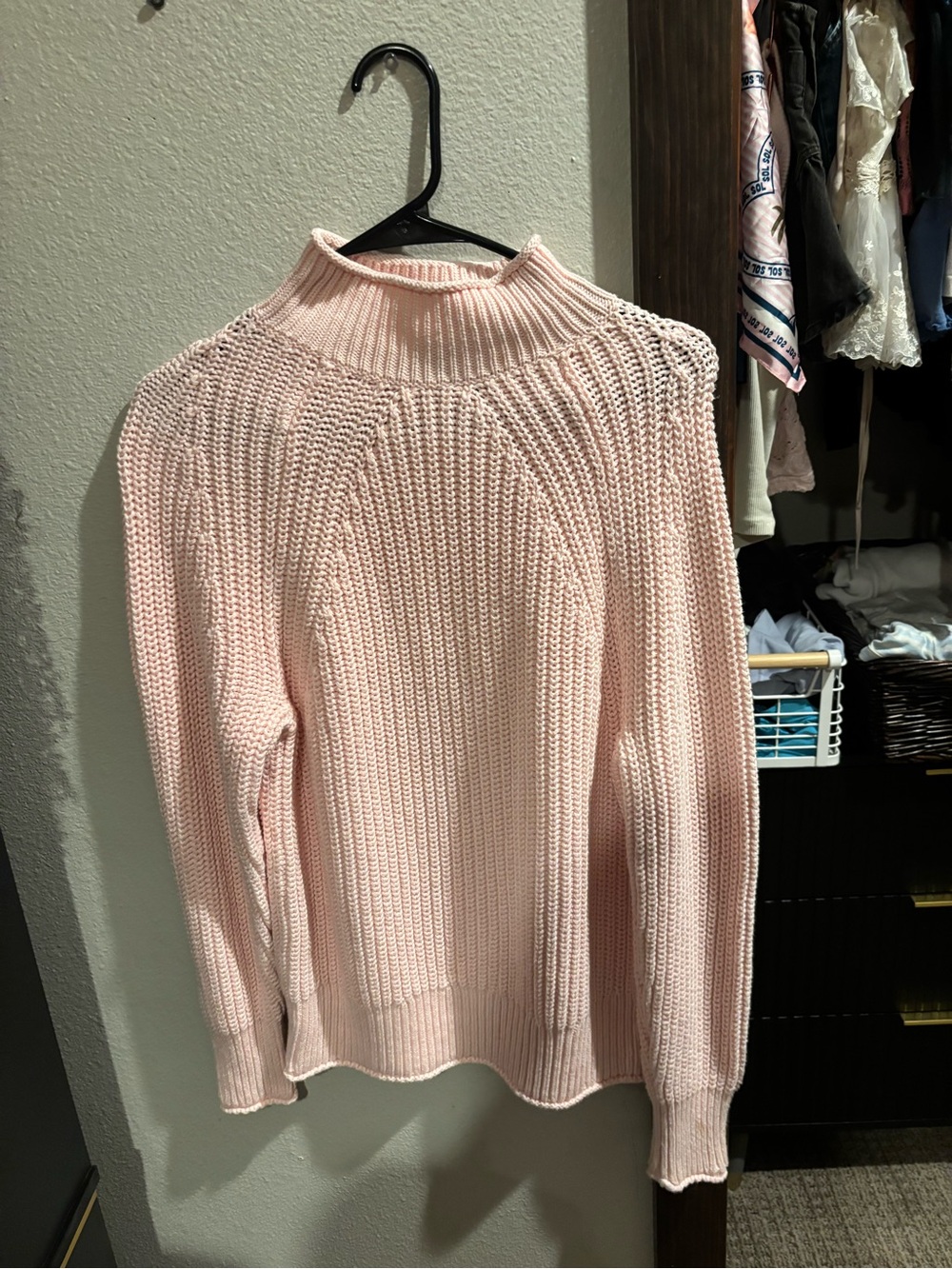 J. Crew Light Pink Ribbed Turtleneck Sweater